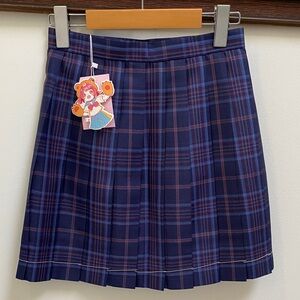 NWT Encore Jeans Navy and Pink Plaid Mini Skirt